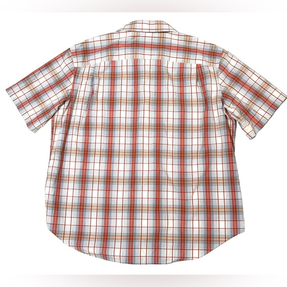 Jos A Bank Button Front Shirt Size XL Traditional‎ Fit Orange White Plaid Tencel - Picture 3 of 8
